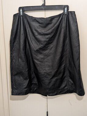Ann Taylor Loft -Skirt -Black -100% Genuine Leather -Size 14P